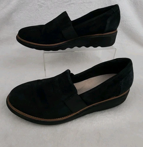 CLARKS COLLECTION Sharon Dolly mocassini donna taglia 9 5 scarpe scamosciate nere