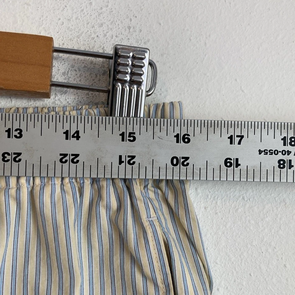 J Crew Mujer Algodón Popelina Largo Boxer Corto a Rayas Mediano Plátano Color Crema Foto 3 de 4