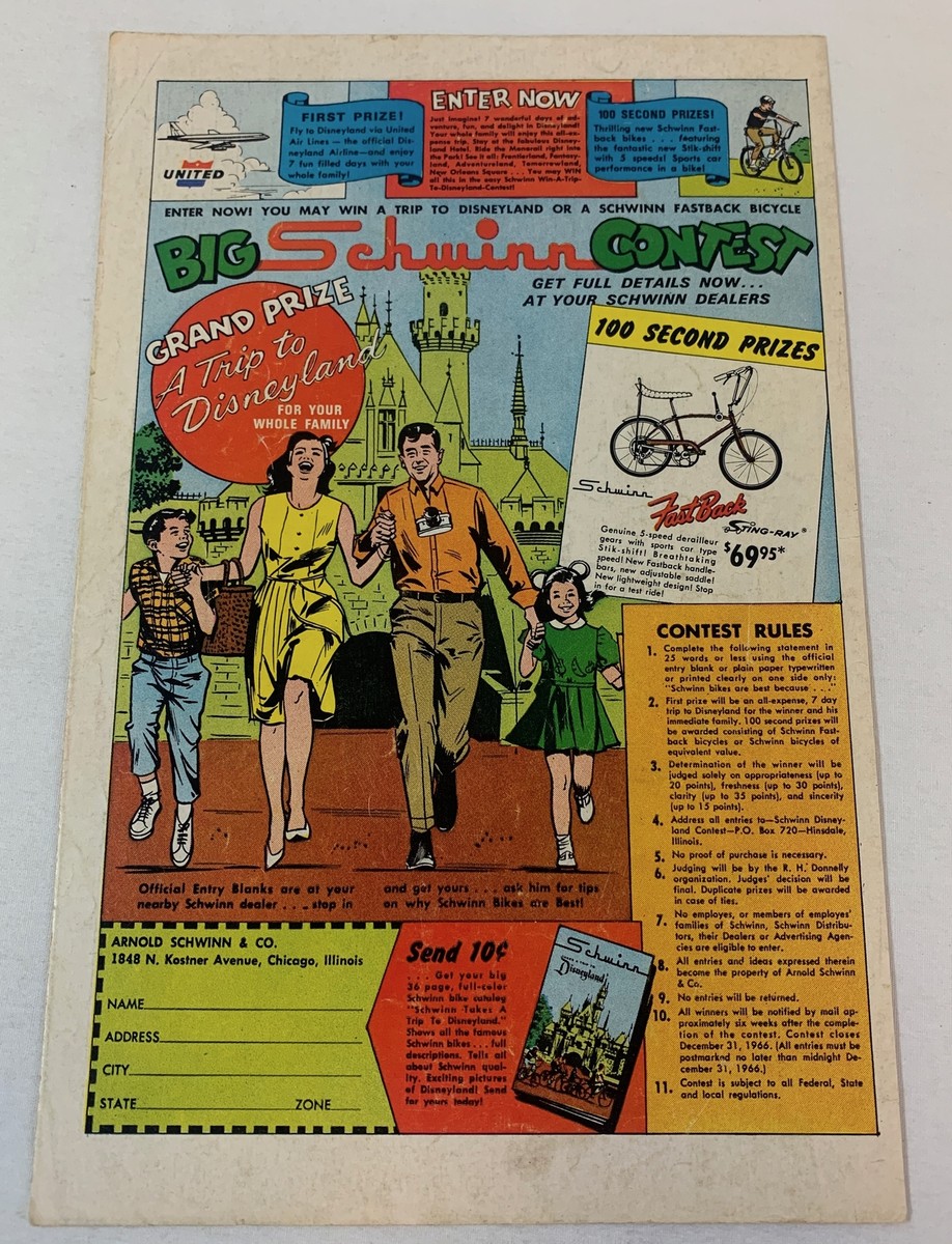 1966 bicycles ad BIG SCHWINN DISNEYLAND CONTEST ~ FastBack Sting 