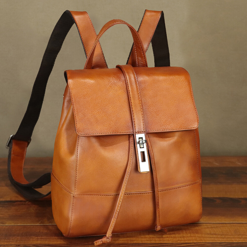 Genuine Leather Backpack Purse Women Retro Knapsack purse  display picture 2