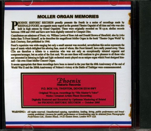 REGINALD FOORT CD - Volume 4 (On His Giant Möller Concert Organ 1938-1943) CD - Picture 3 of 4