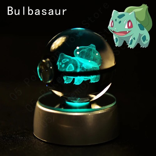 Pokemon 3D Crystal Ball Pikachu Gengar Mew Mewtwo Figurines Lamp Base Pokeball - Picture 38 of 49