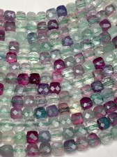 AAA Genuine Natural Fluorite Faceted Cube Square Beads 15.5" Strand 2mm 3mm 4mm