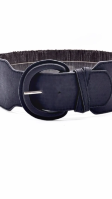 Women Brown Faux Leather Elastic Band Distressed Belt Hip  display picture 1