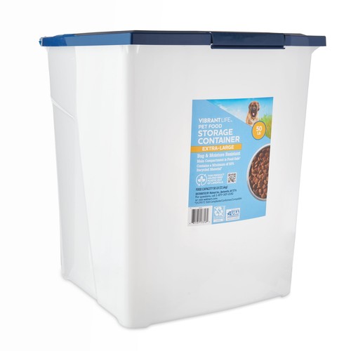 Vibrant Life 50lb Plastic Pet Food Storage Container with Locking Lid