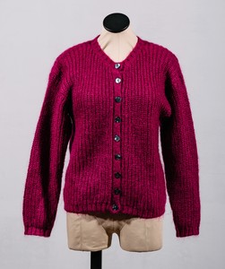 fuzzy pink cardigan sweater