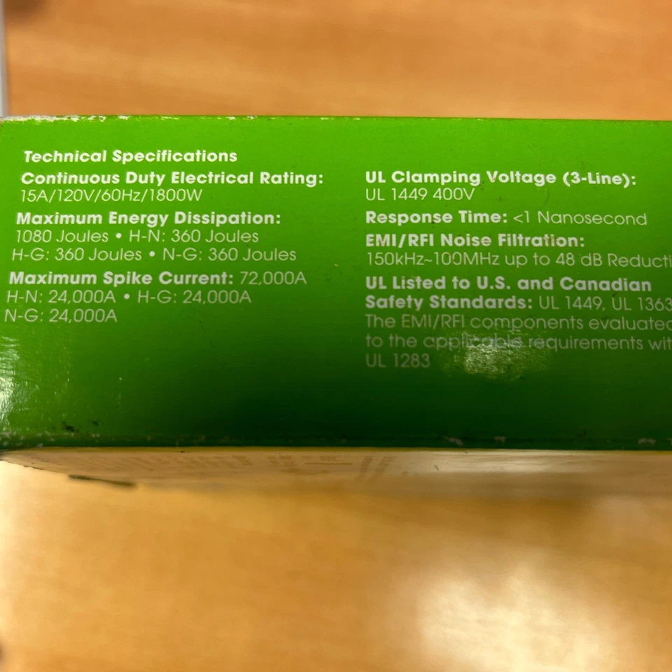 Belkin Surgemaster 6 Outlet Surge Protector BM106000-06-E Level 1 Protection - Image 4 of 4