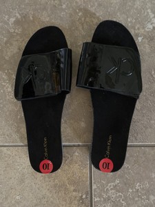 black calvin klein slides
