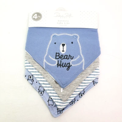 Rene Rofe Baby Säugling Baby Jungen Einheitsgröße blau Bär Umarmung Bandana Lätzchen 4er Pack - Bild 1 von 4