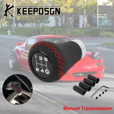 For Mazda Miata Mx-5 Car Manual Gear Stick Shift Knob 5 Speed Black Red Leather