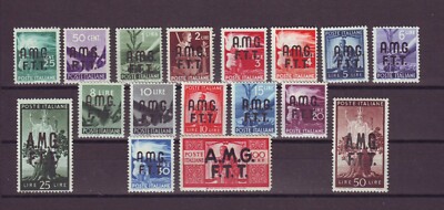 1947 TRIESTE A AMG FTT DEMOCRATICA 17 VALUES ** FRESH WHOLE RUBBER MNH VF