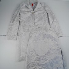 CHRISTIAN LACROIX Jacket Skirt Set 36 8 White Silver Women Mid Length Bazar Suit
