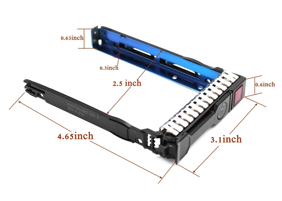 2-pcs 2.5" SFF HDD Caddy Sled For HP ProLiant DL380 DL380p DL360p DL180 Gen8 G9 - Image 3 of 4