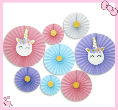 8 Stck. Papierfächer Einhorn Blumen Hochzeit Baby Mädchen Geburtstag Party Tissue Dekor UK