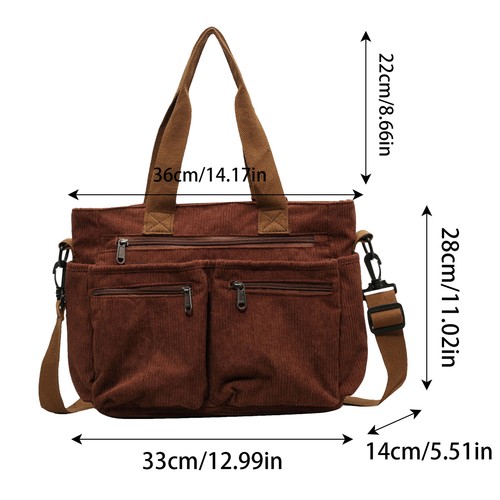 Corduroy Bag Large Capacity College Tote Bag Shoulder Tote Bag - Picture 10 of 16