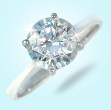 3 ct Round Ring Vintage Brilliant Top Russian CZ Moissanite Simulant Size 7