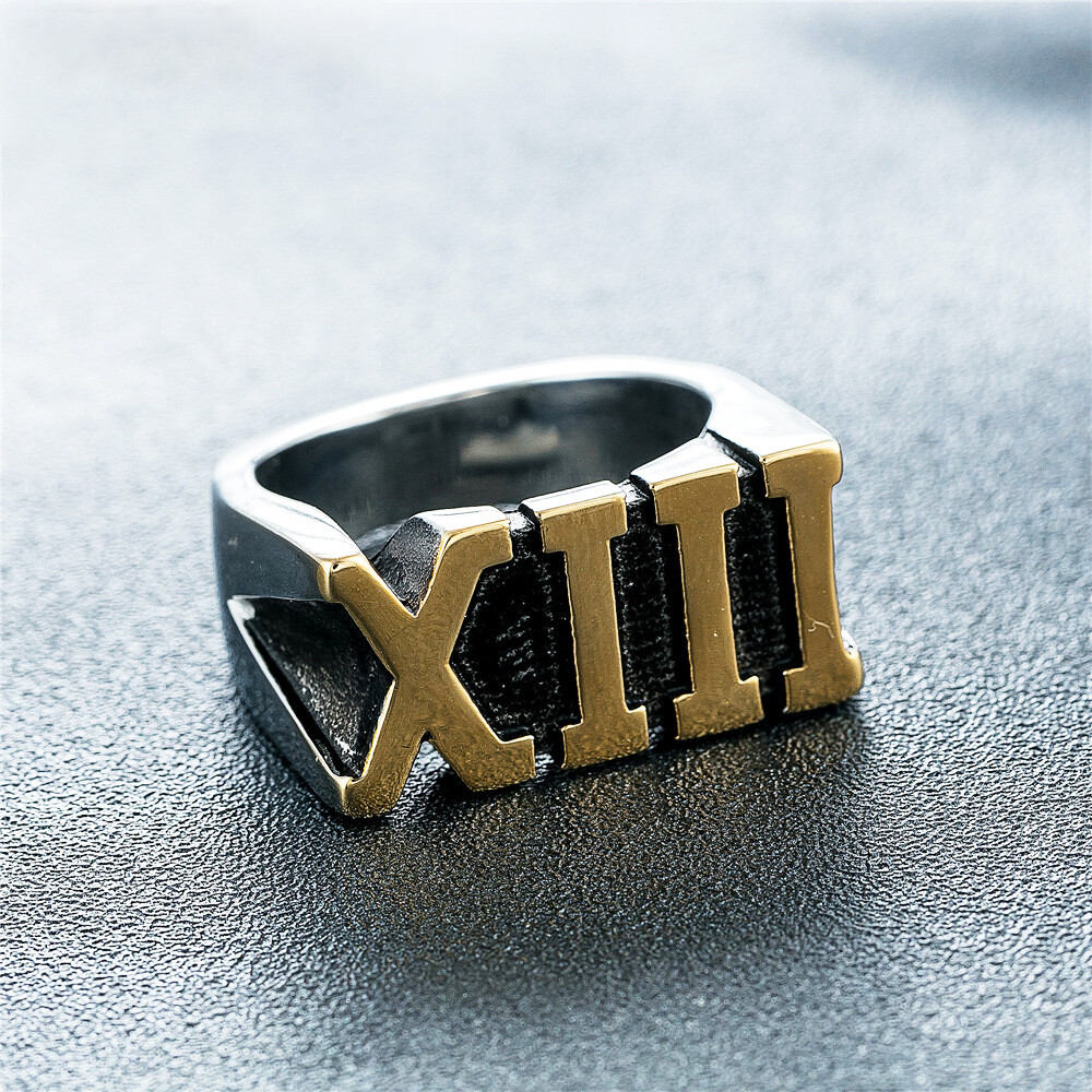 Vintage Thirteen Roman Numeral XIII Ring Stainless Steel