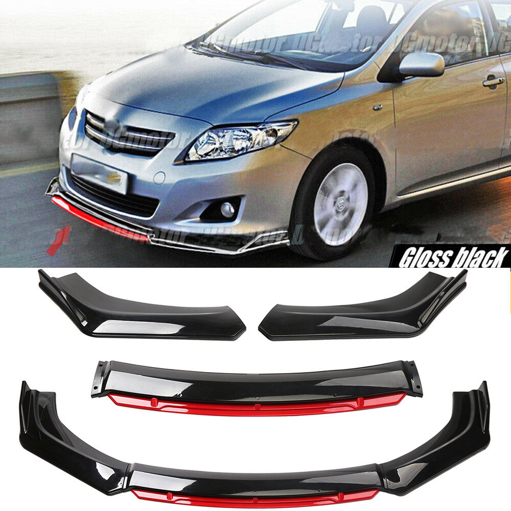 Glossy Black Red Front Bumper Lip Splitter For Toyota