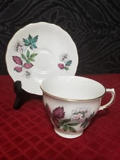 TEA CUP AND SAUCER  GAINSBOROUGH, PINK FLOWERS , EXCELLENT CONDITION