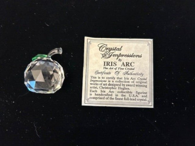 VTG Hand Blown Art Glass Iris Arc Crystal Apple