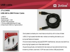 Jetion JT-LCA002: USB Printer Cable AM to BM 1.8M - Black