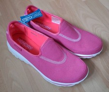 Image of Skechers Go Walk Memory Form Fit Stretch Canvas Slip On Trainers Shoes Size 6 