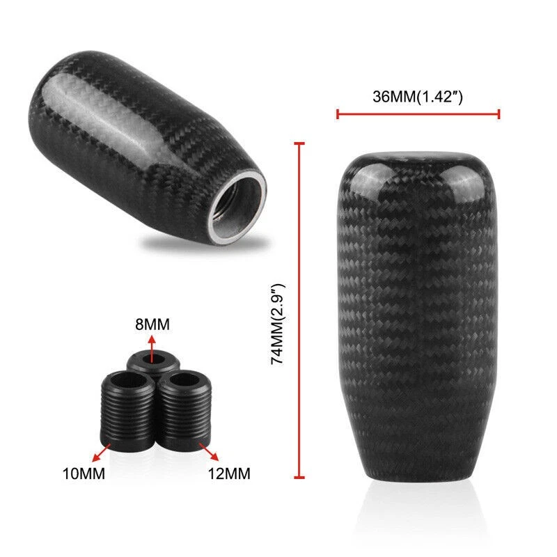Universal Car SUV Manual Gear Shift Knob Shifter Straight Black Carbon Fiber NEW - Image 2 of 4