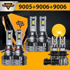 Auxbeam F22 900590069006 Canbus 6500k Led Headlight Amber Fog Bulbs Combo Set