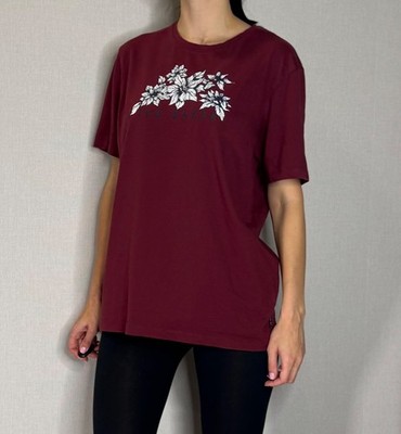 TED BAKER T-Shirt size 4 Bourgundy/Red Flowers graphic print relaxed fit