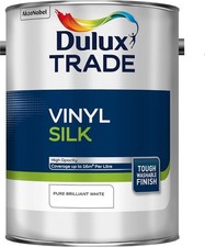Dulux Trade Vinyl Silk Paint Tough Washable Finish Pure Brilliant White 5L
