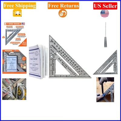 7-Inch Blue Speed Square with Guide Book, Aluminum, Compact