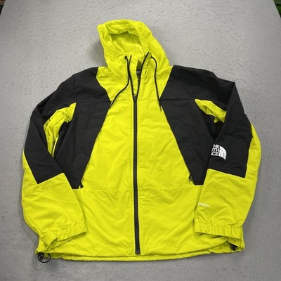 The North Face Jacket Mens Large Yellow Black Windwall Hooded Windbreaker Hiking