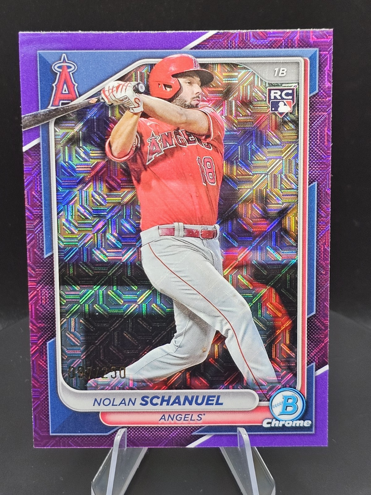 2024 Bowman Chrome Nolan Schanuel (RC) /250 Purple Mojo Refractor #47 💎 Angels
