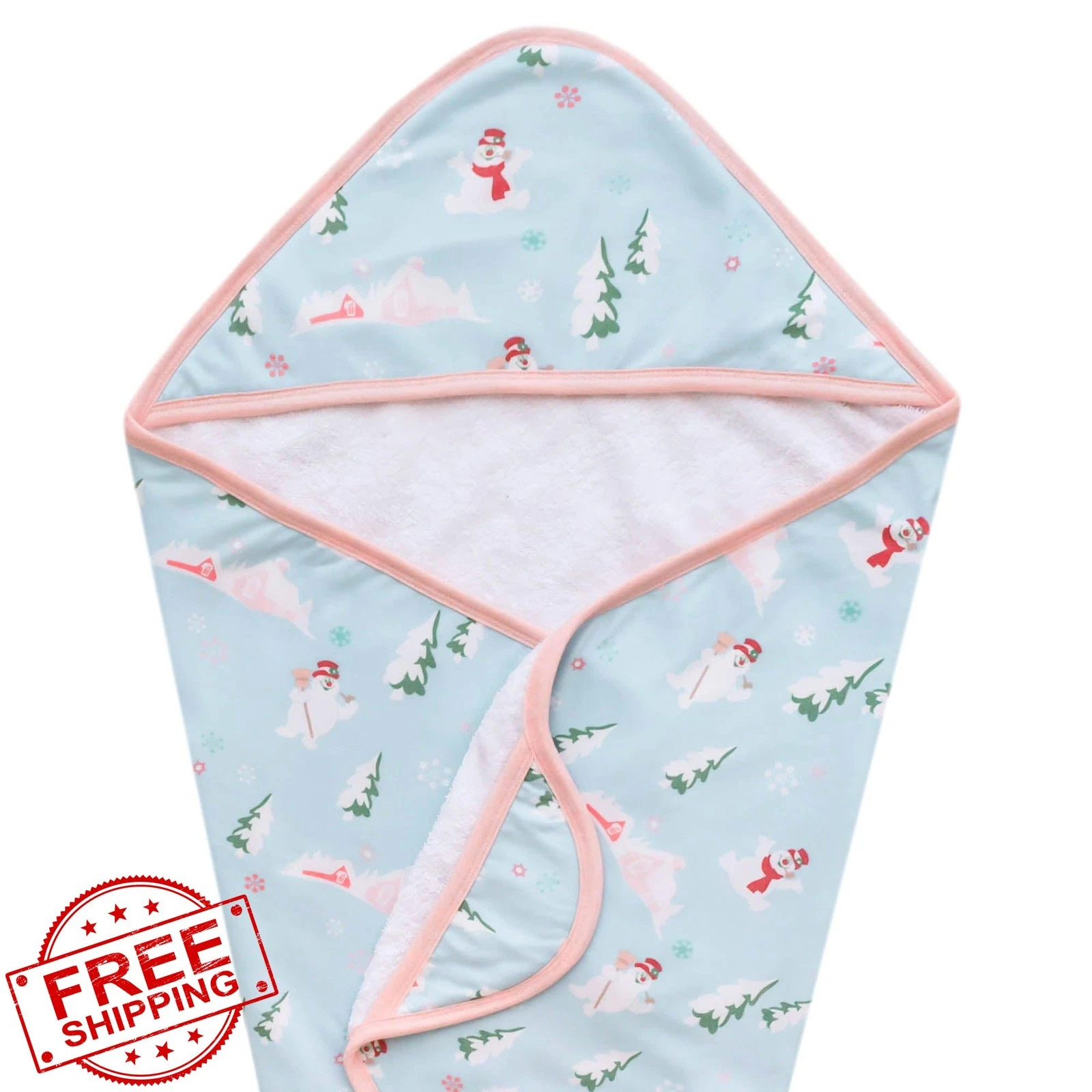 Copper Pearl Hooded Bath Towel Frosty Snowman Newborn/Toddler
