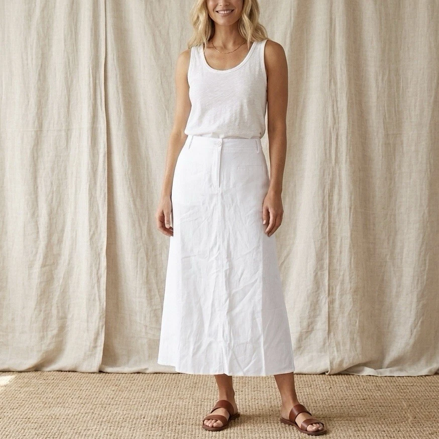 Talbots White Linen Midi Skirt Size 8 Lined Minimalist Quiet Luxury Resort NWT
Opens in a new window
