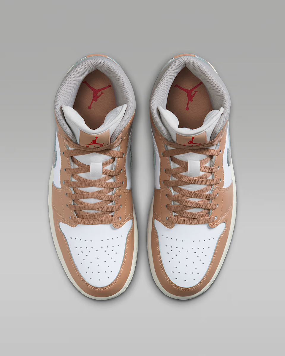 New Nike Air Jordan 1 Mid Shoes - Hemp/ Red (DQ8426-200) | eBay