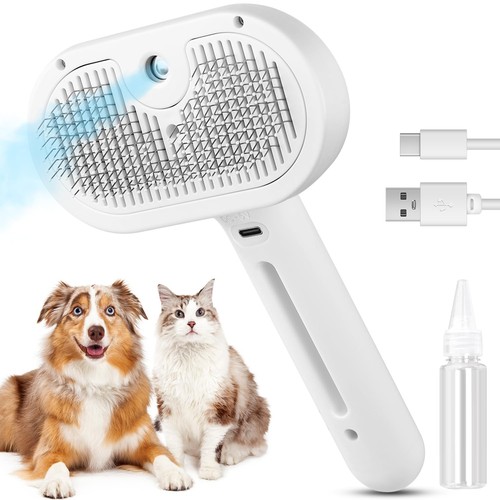 3 in 1 Cat Steam Brush, Pet Spray Hair Removal Comb for Shedding & Grooming, ...