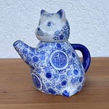 Vintage Katzen-Teekanne, Figurenkanne, Katze, Figur, Chinesisch-Blau