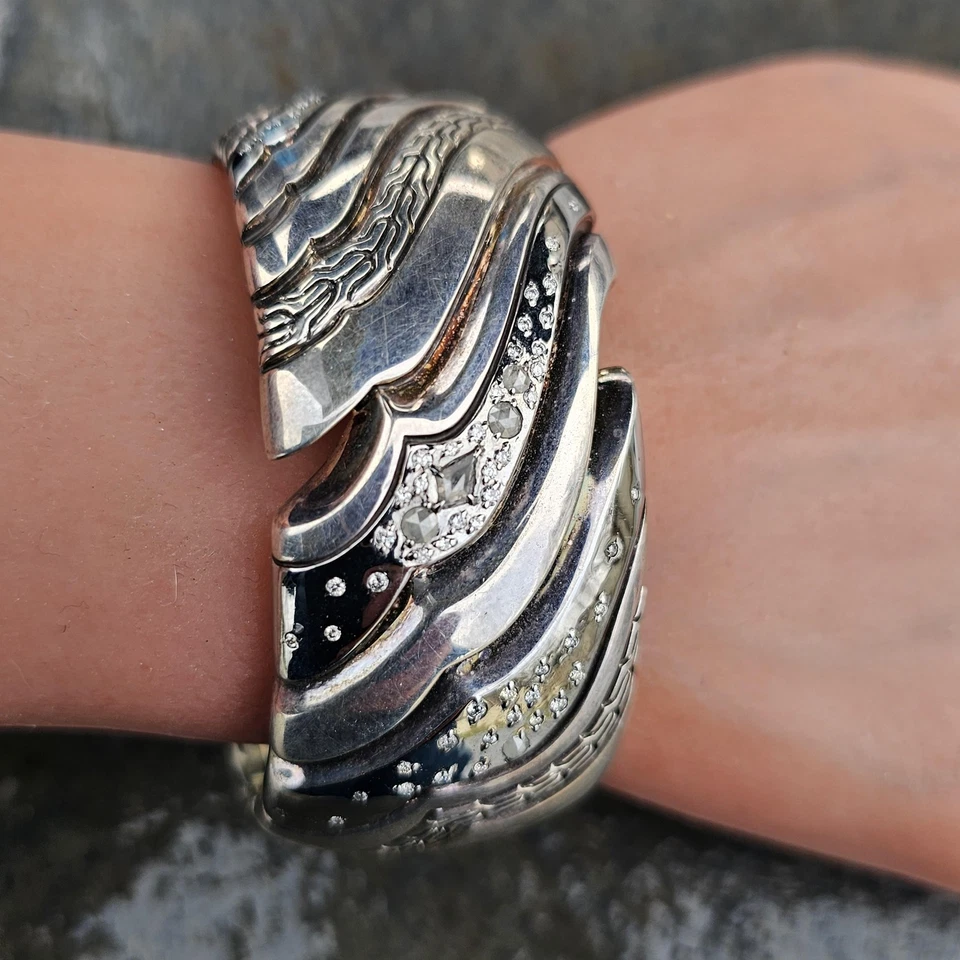 Brazalete Brazalete Brazalete John Hardy Lahar Diamante Patada Plata de Ley 0,47 quilates 3300 Foto 2 de 4