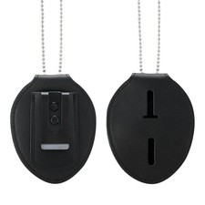 Badge Holder, Security Holder Guard Cowhide Universal Black