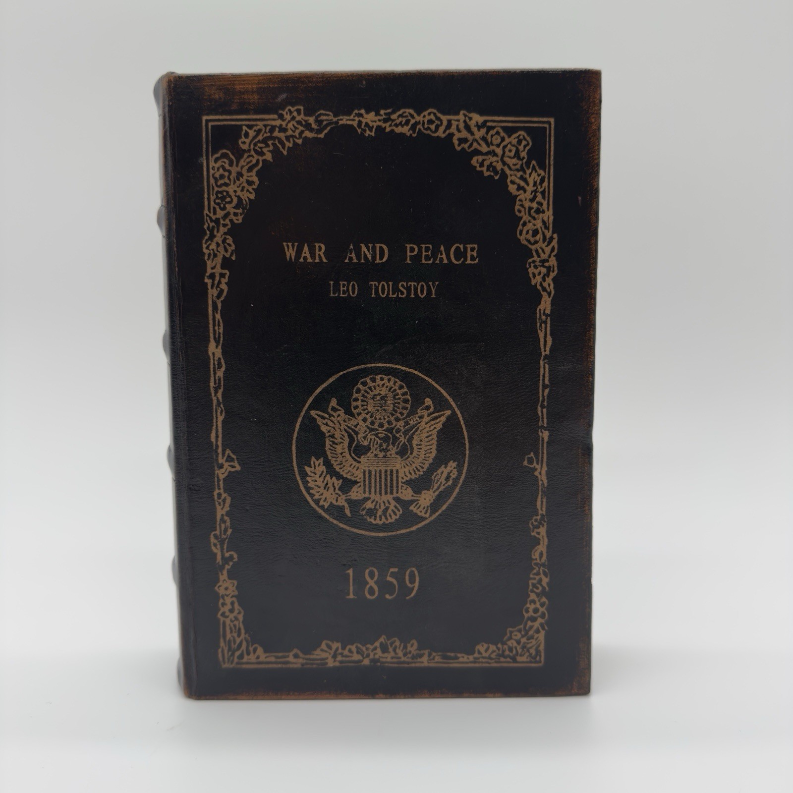 War and Peace Leo Tolstoy Decorative Book Box Faux Leather Hidden Storage