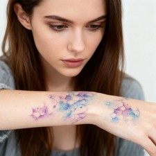Bunte Meerjungfrau Schuppen temporäre Tattoo Aufkleber weibliche kl K0S2