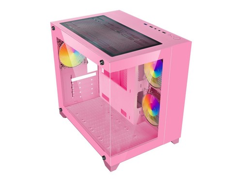 DIYPC ARGB-Q1.V2-P Pink USB3.0 Tempered Glass Micro ATX Gaming Computer Case w/ - Picture 3 of 4