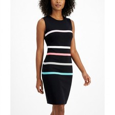 Tommy Hilfiger Blend Black Sheath Knee Length Colorblock Dress Women Size 2