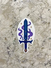 Enchanted Sword Sticker l Gloss or Holographic Laminate l Waterproof Decal