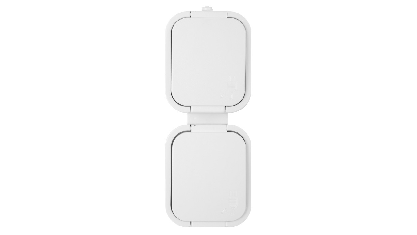 B2 Double Socket 2P+Z Splashproof with Flap in NT-6B2/P White