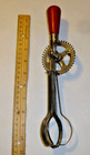 Antique A & J Red Handle Egg Beater Hand Mixer Farmhouse Working Spiral handle — photo 5