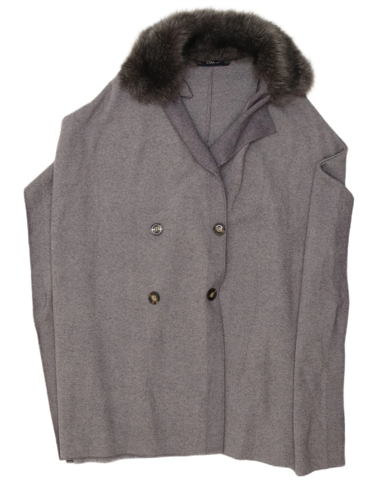 Zara Womens Poncho Coat UK 10 Small Grey Viscose BE16