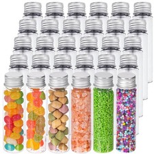 Depepe 30Pcs 50Ml Clear Flat Plastic Test Tubes With Screw Caps, 28X10