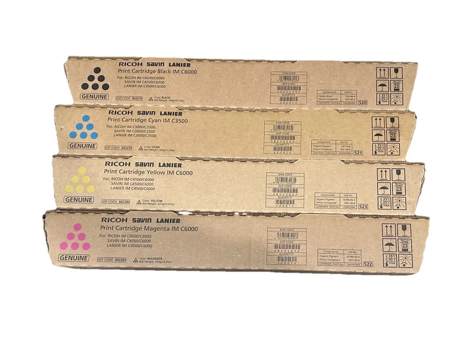 NUEVO Ricoh IMC4500/C6000 CMYKToner Juego Completo (842281,842280,842254, 842279) Foto 3 de 4